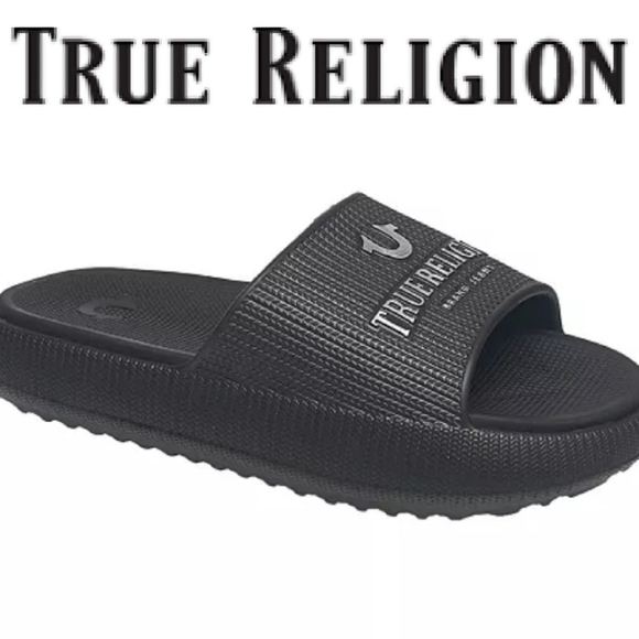True Religion Meg Slide Sandals- Black - Picture 1 of 10